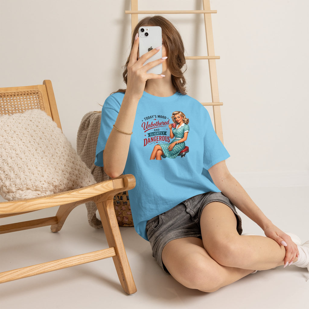 Today's Mood Unbothered and Slightly Dangerous T-Shirt | Funny Retro Graphic Tee | Cr8tive Designs