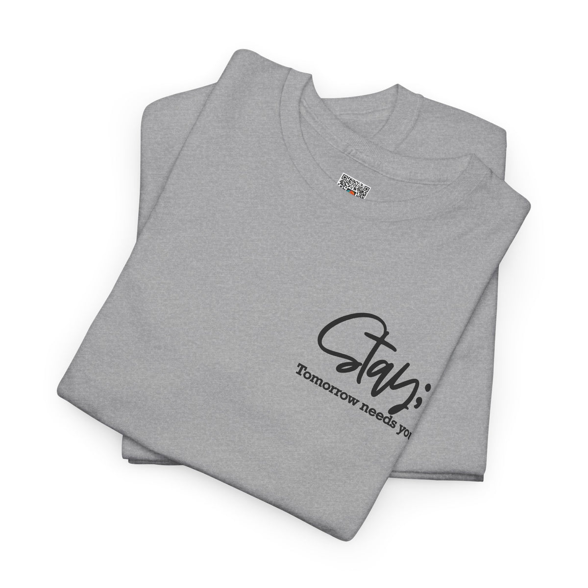 Stay Tomorrow Needs You T-Shirt | Minimalist Semicolon Pocket Print Graphic Tee | Cr8tive Designs