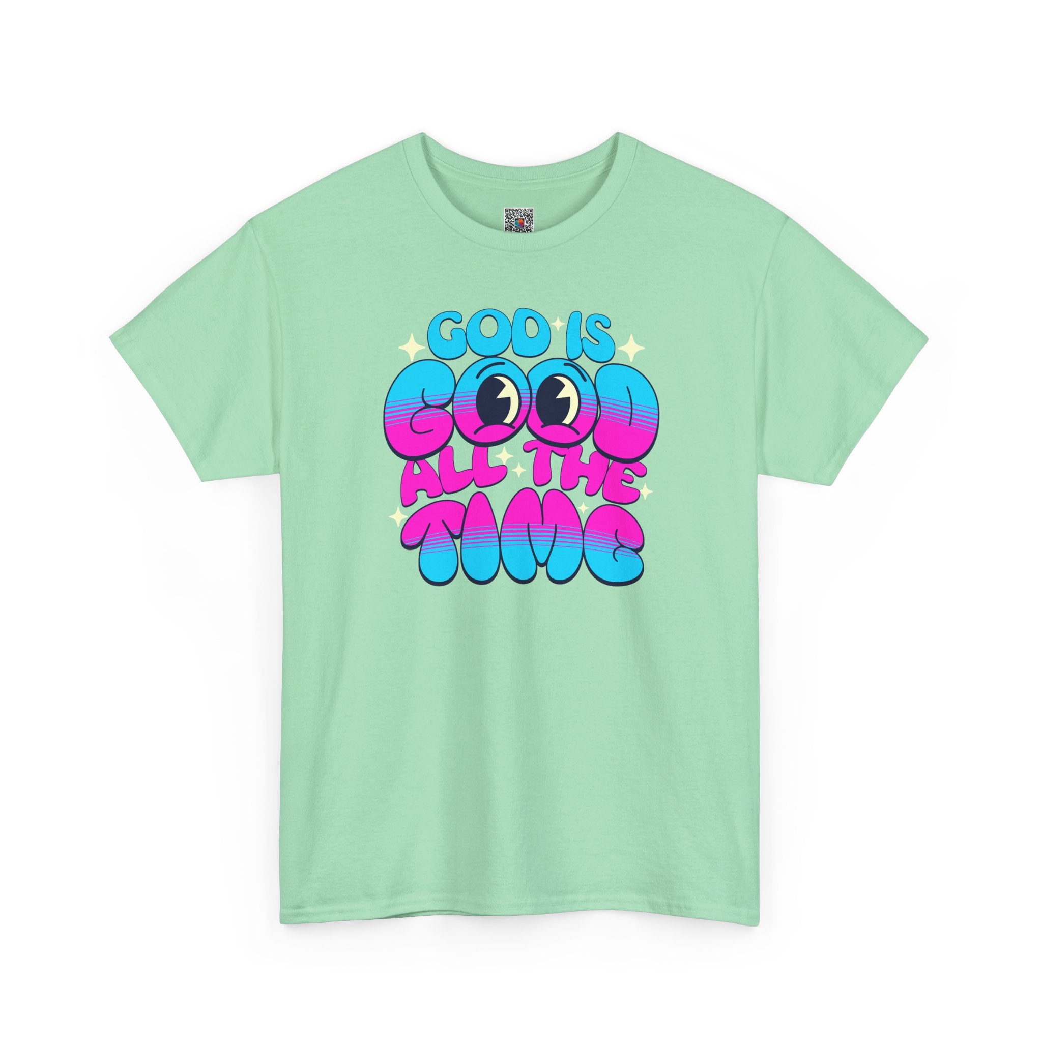 God Is Good All The Time T‑Shirt | Retro Bubble Letter Faith Tee | Cr8tive Designs