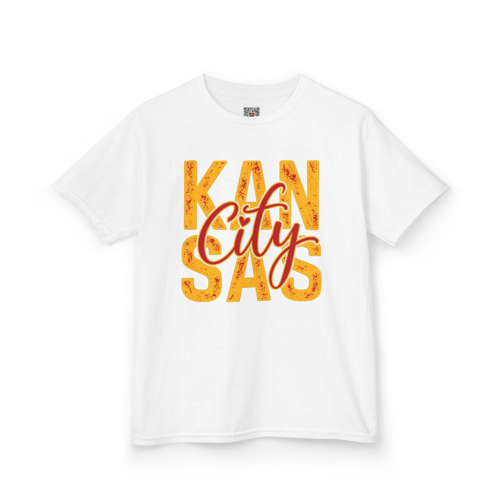 Kansas City Script Youth T-Shirt | Red & Gold Game Day Graphic Tee | Cr8tive Designs