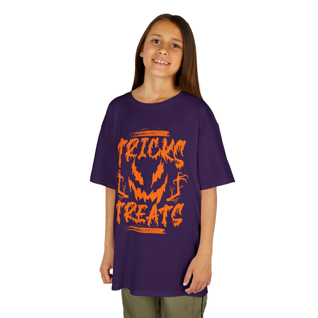 Kids Halloween Tee | 'Tricks & Treats' Spooky Jack-O'-Lantern Graphic | Cr8tive Designs