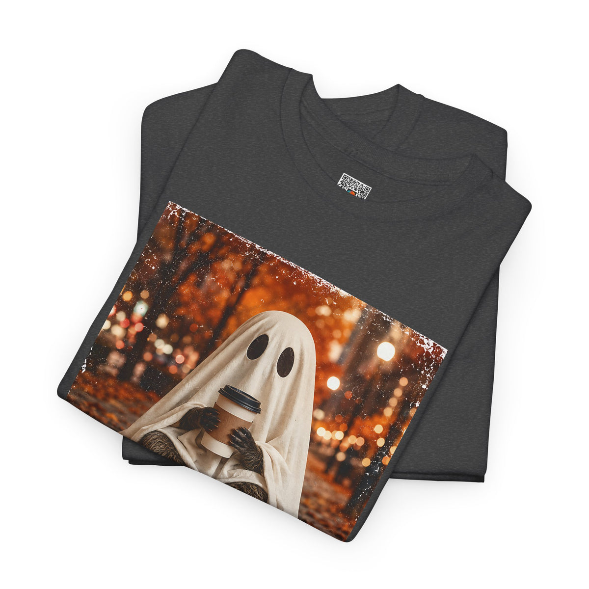 Ghost Raccoon Coffee Tee | Cute Spooky Season Autumn T-Shirt | Cr8tive Designs