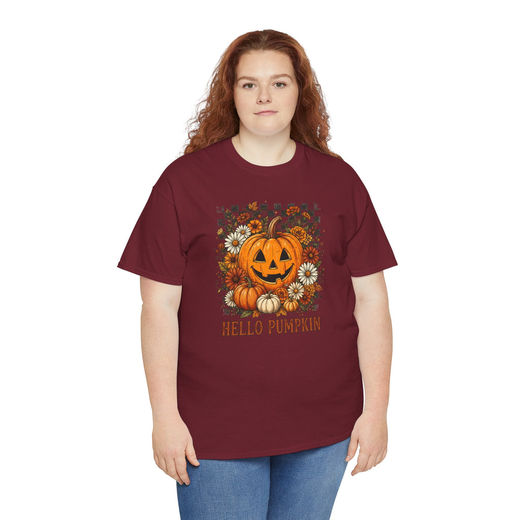 Hello Pumpkin Tee | Retro Halloween Floral Graphic T-Shirt | Cr8tive Designs