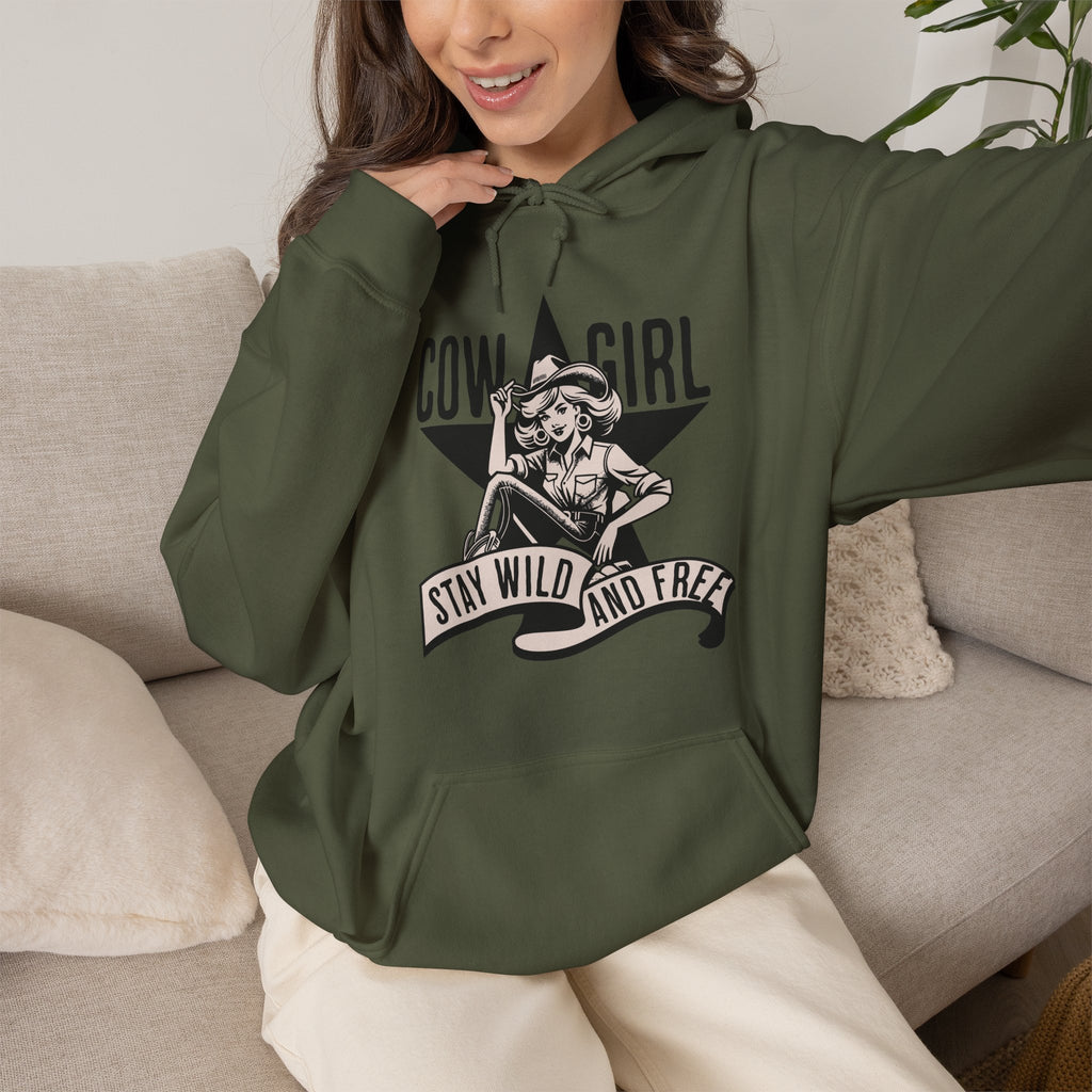 Cowgirl Stay Wild and Free | Vintage Western Hoodie | Cr8tive Designs