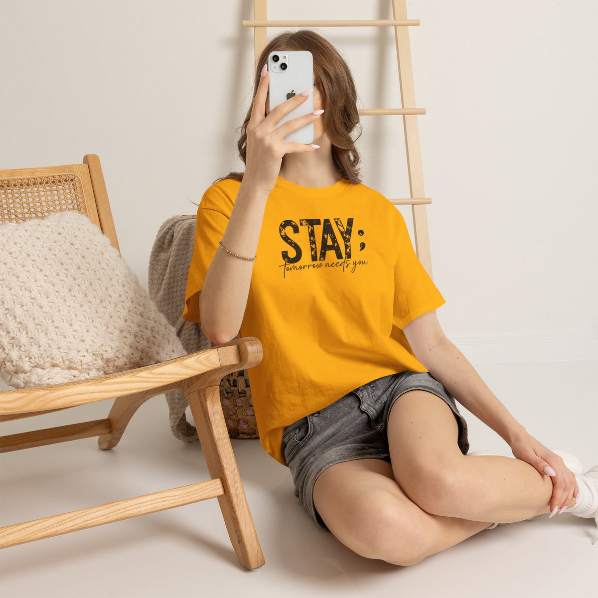 STAY Tomorrow Needs You T-Shirt | Semicolon Mental Health Awareness Graphic Tee | Cr8tive Designs