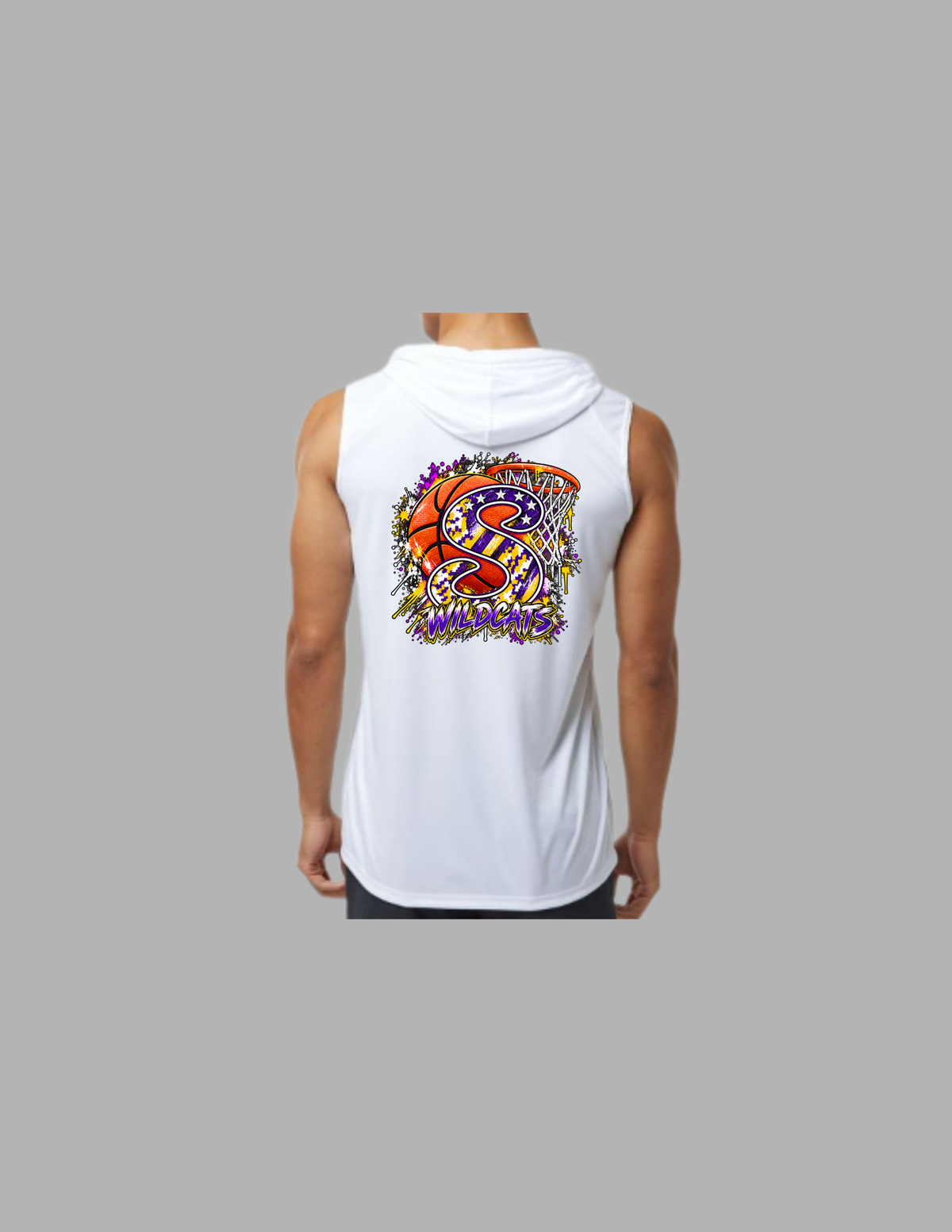 Custom Slater Wildcats Basketball Set | White & Gray | Adult Small