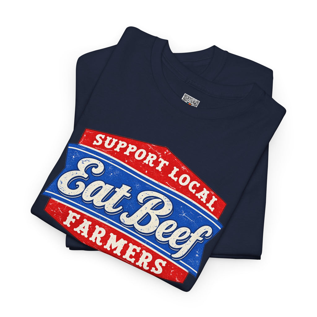 Support Local Farmers Eat Beef T-Shirt | Retro Badge Agriculture Graphic Tee | Cr8tive Designs