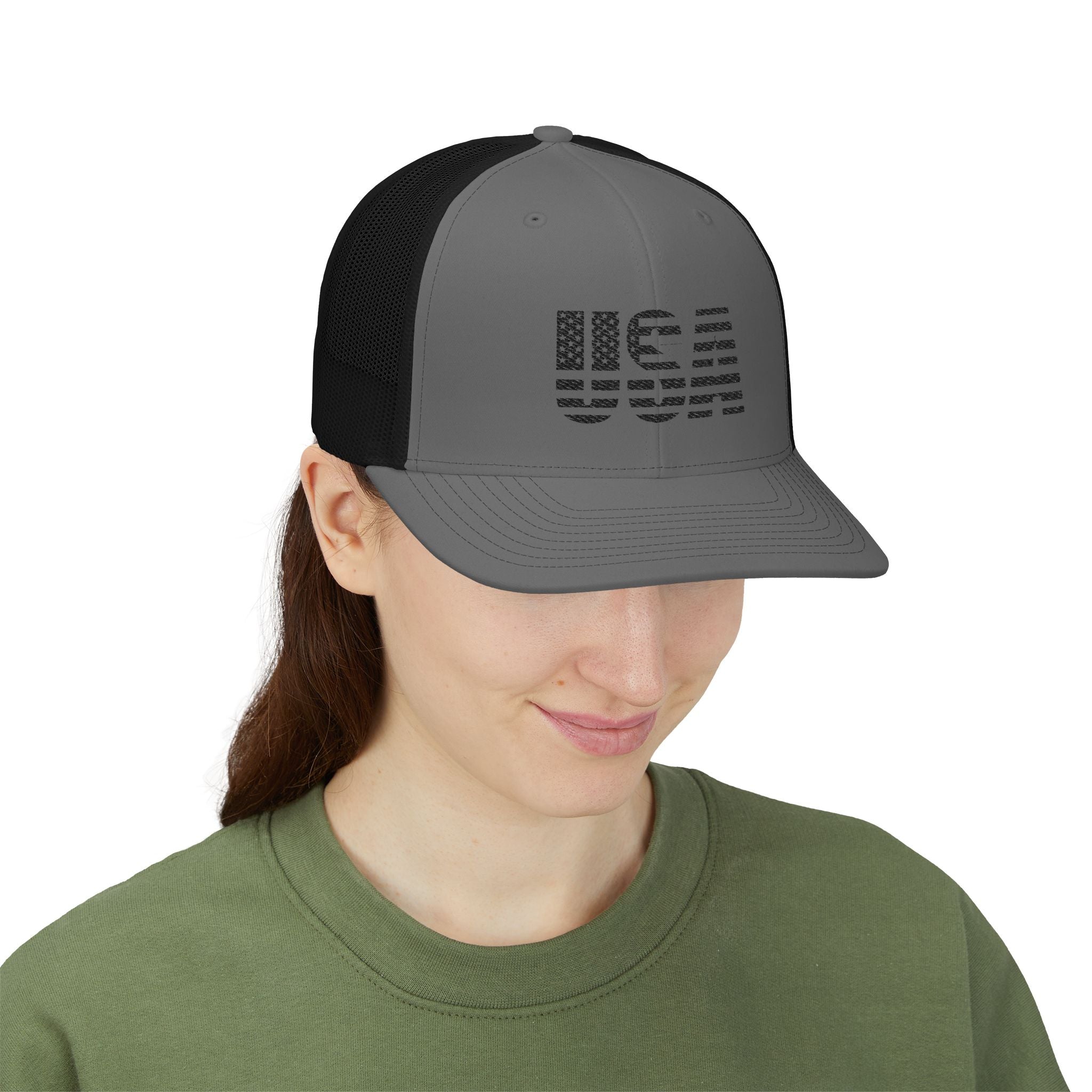 USA Flag Embroidered Snapback Trucker Cap