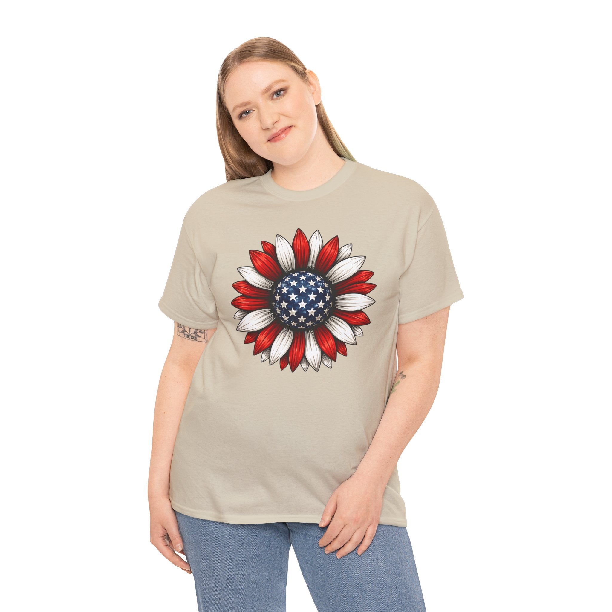 Patriotic Sunflower| American Flag Floral Tee for 4th of July| Cr8tive Designs