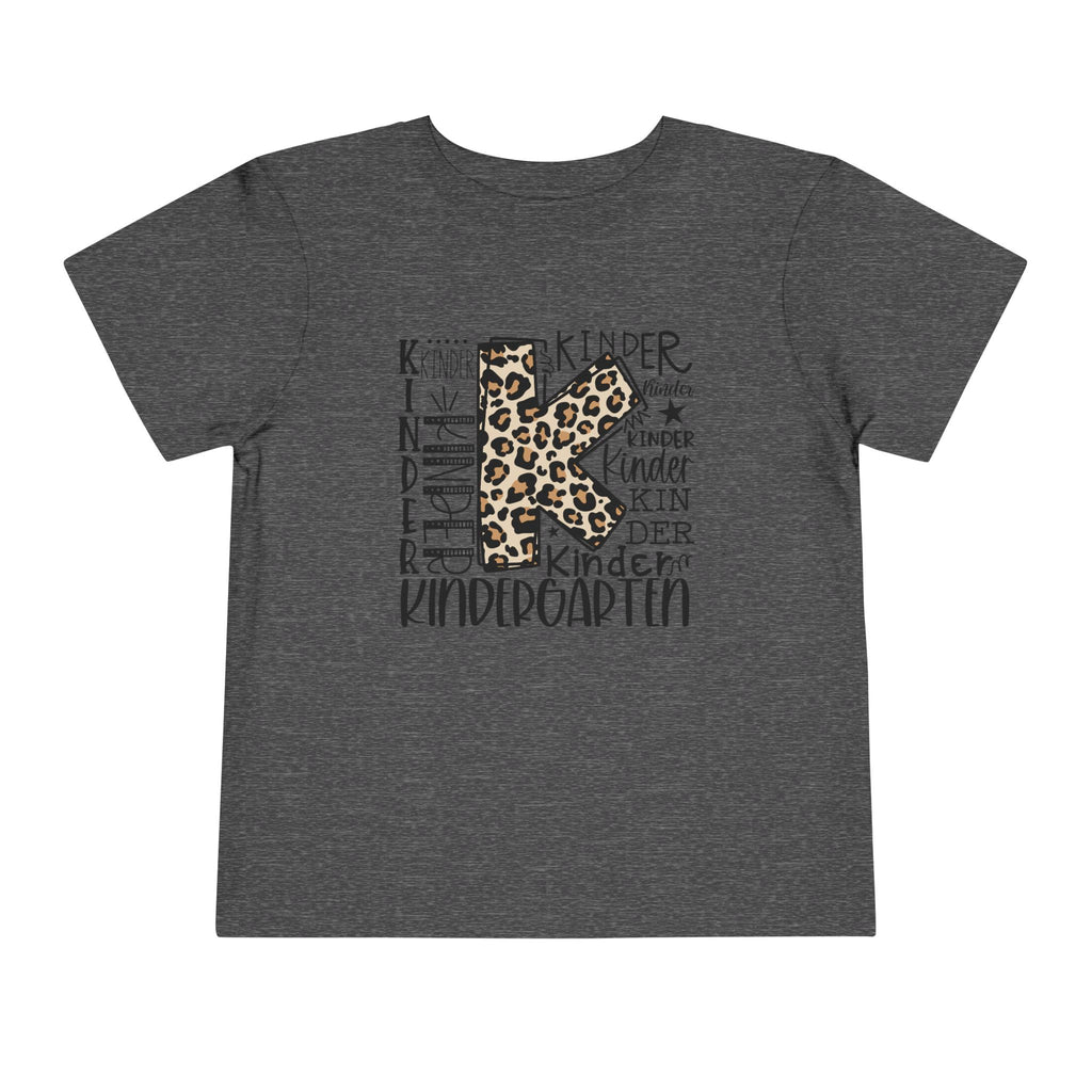 Leopard Print Kindergarten K Youth Tee | Trendy Back-to-School T-Shirt | Cr8tive Designs