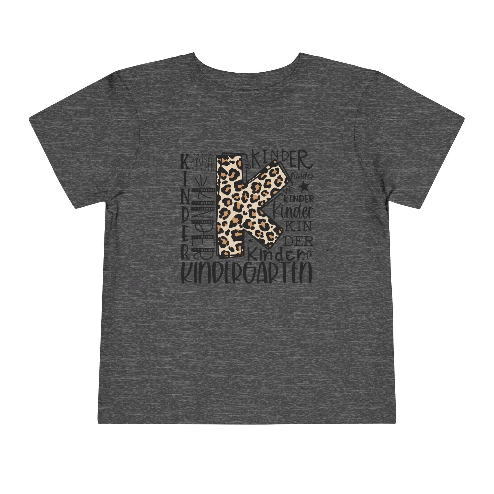 Leopard Print Kindergarten K Youth Tee | Trendy Back-to-School T-Shirt | Cr8tive Designs