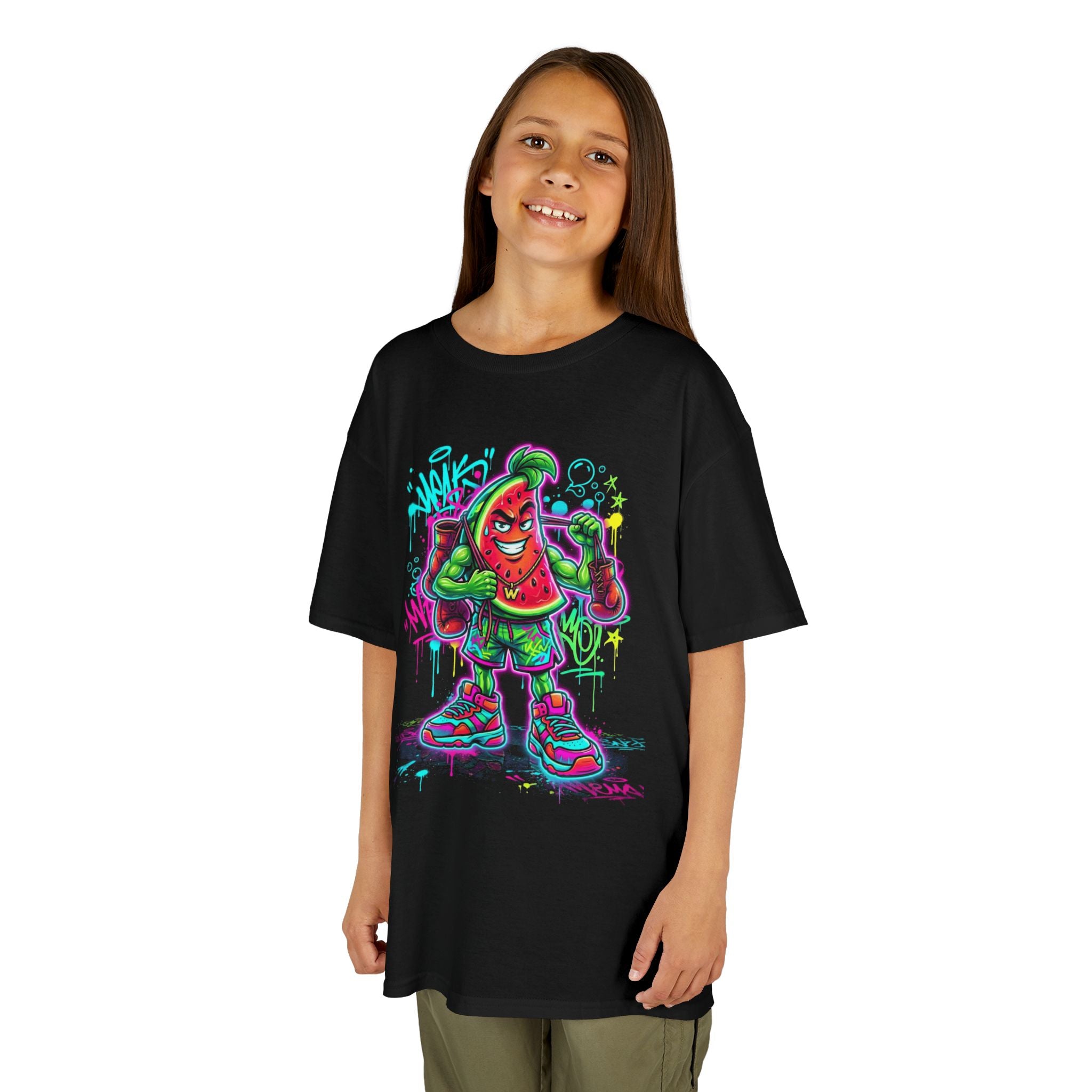 Kids Tee | Neon Graffiti Hot Sauce Character Graphic | Cr8tive Designs