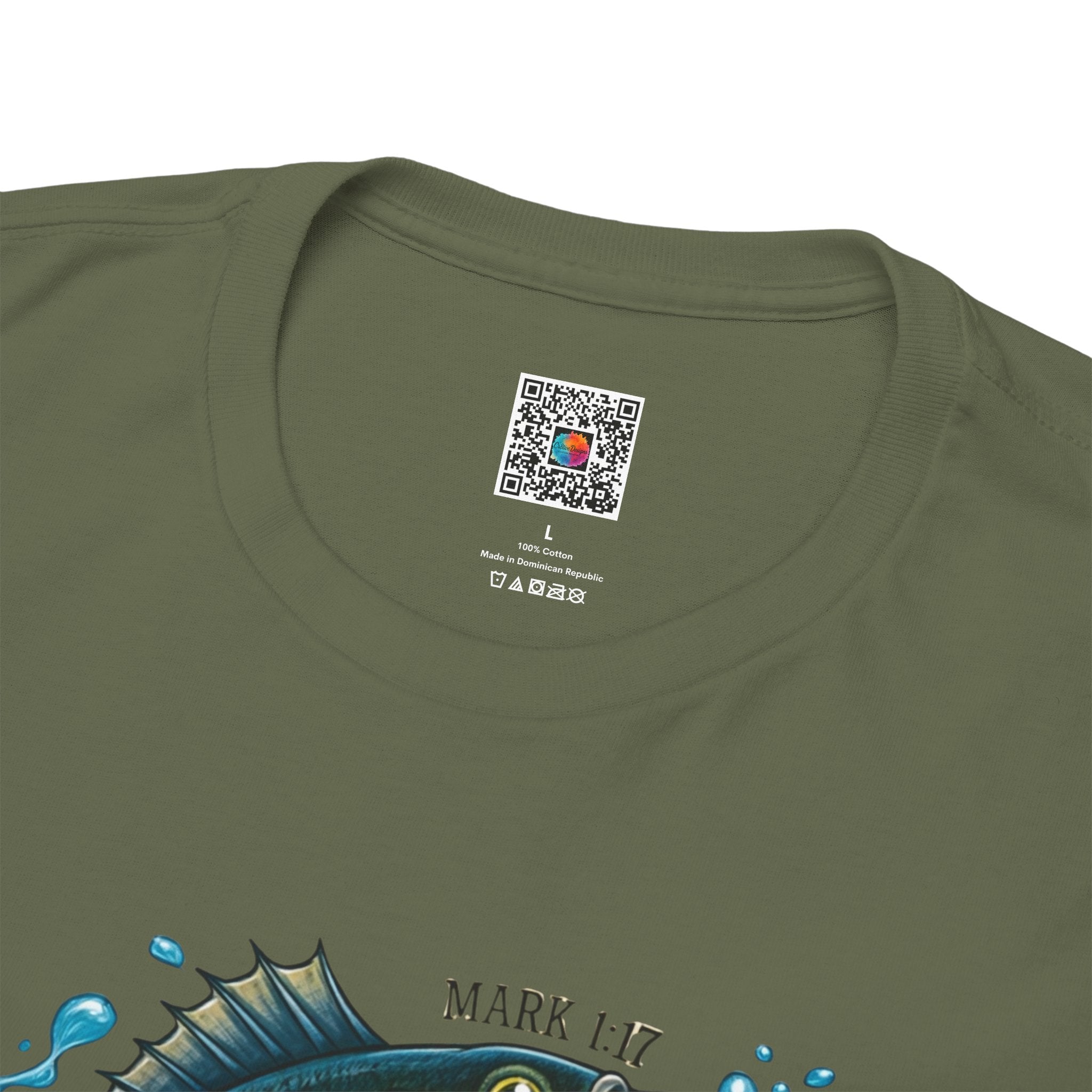 Hooked on Jesus Fishing T‑Shirt /Cr8tive Designs