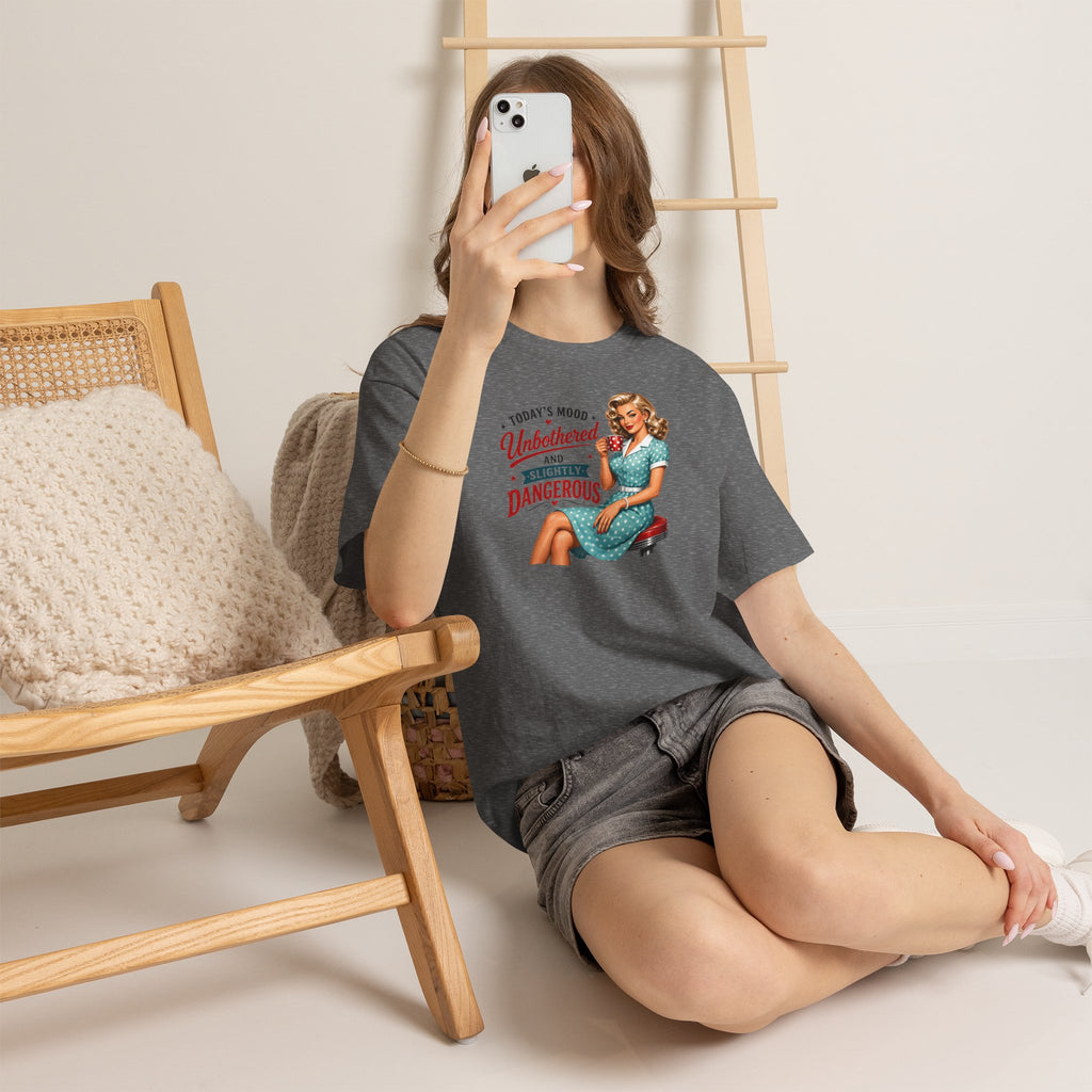 Today's Mood Unbothered and Slightly Dangerous T-Shirt | Funny Retro Graphic Tee | Cr8tive Designs