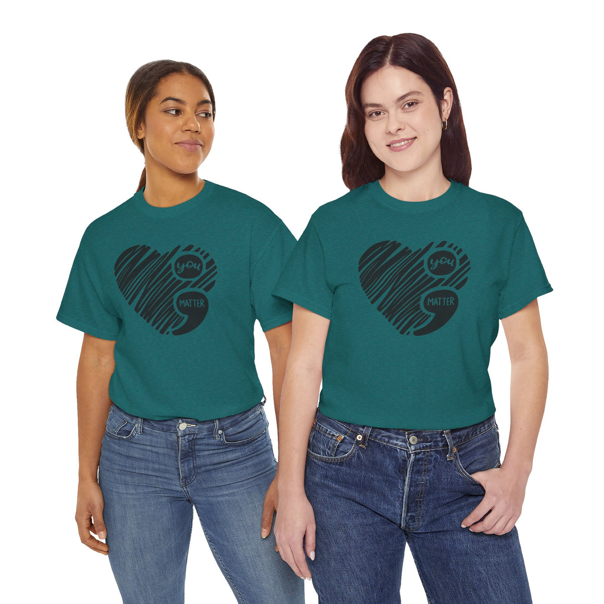 You Matter Semicolon Heart T-Shirt | Mental Health Awareness Graphic Tee | Cr8tive Designs