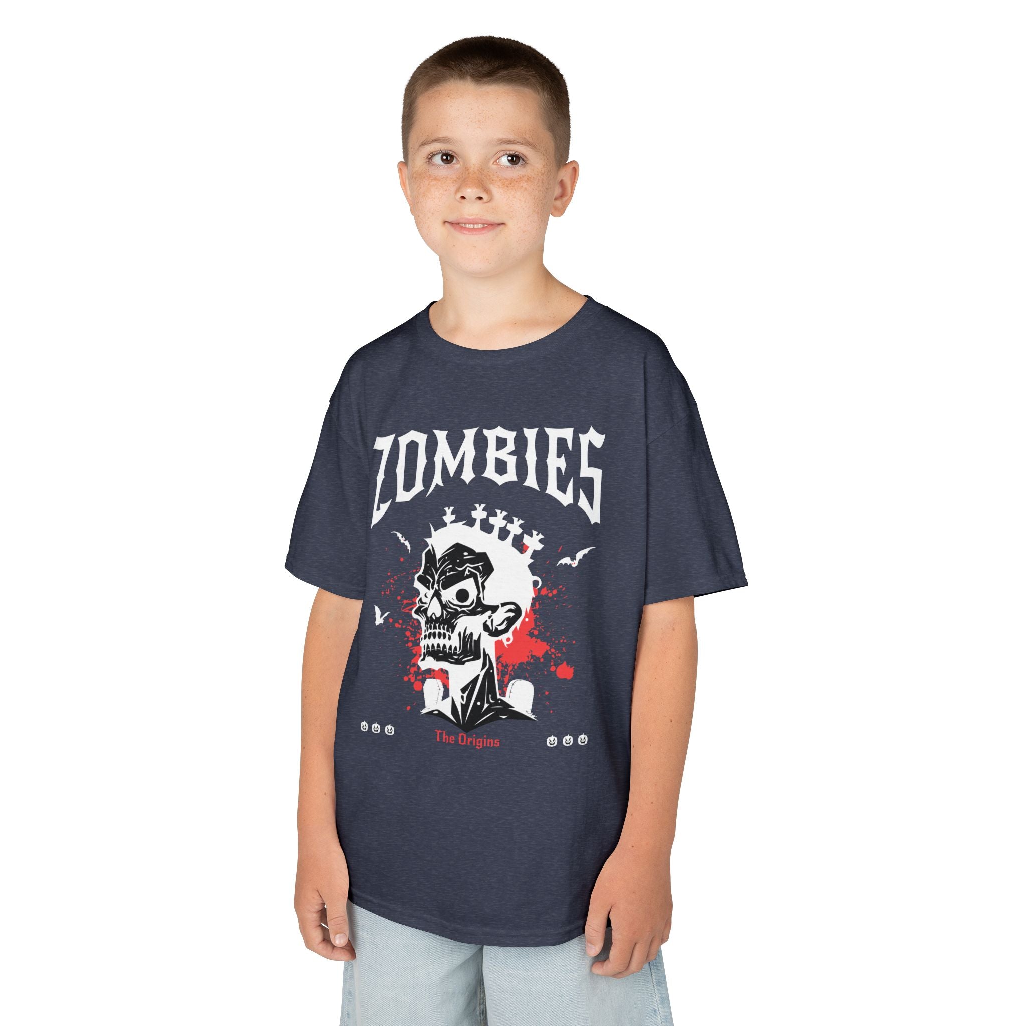 Kids T‑Shirt | 'Zombies' Skull Graphic Halloween Tee | Cr8tive Designs