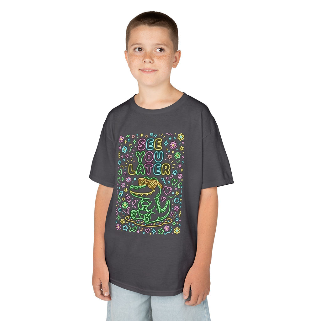 Kids T-Shirt | Neon alligator "See You Later" Cute Graphic Tee | Cr8tive Designs