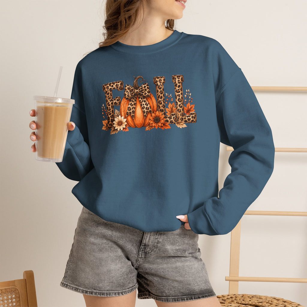 Leopard Fall Pumpkin Sweatshirt | Floral Autumn Lettering Crewneck | Cr8tive Designs