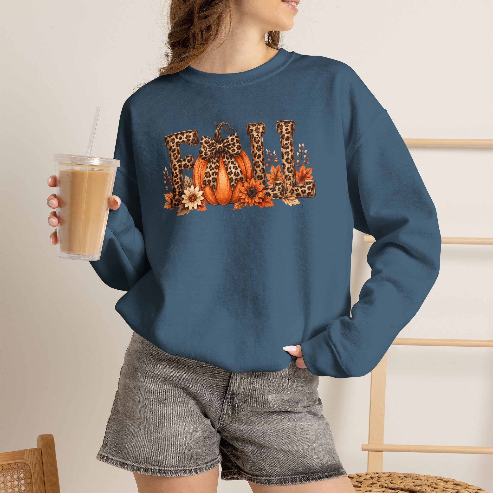 Leopard Fall Pumpkin Sweatshirt | Floral Autumn Lettering Crewneck | Cr8tive Designs