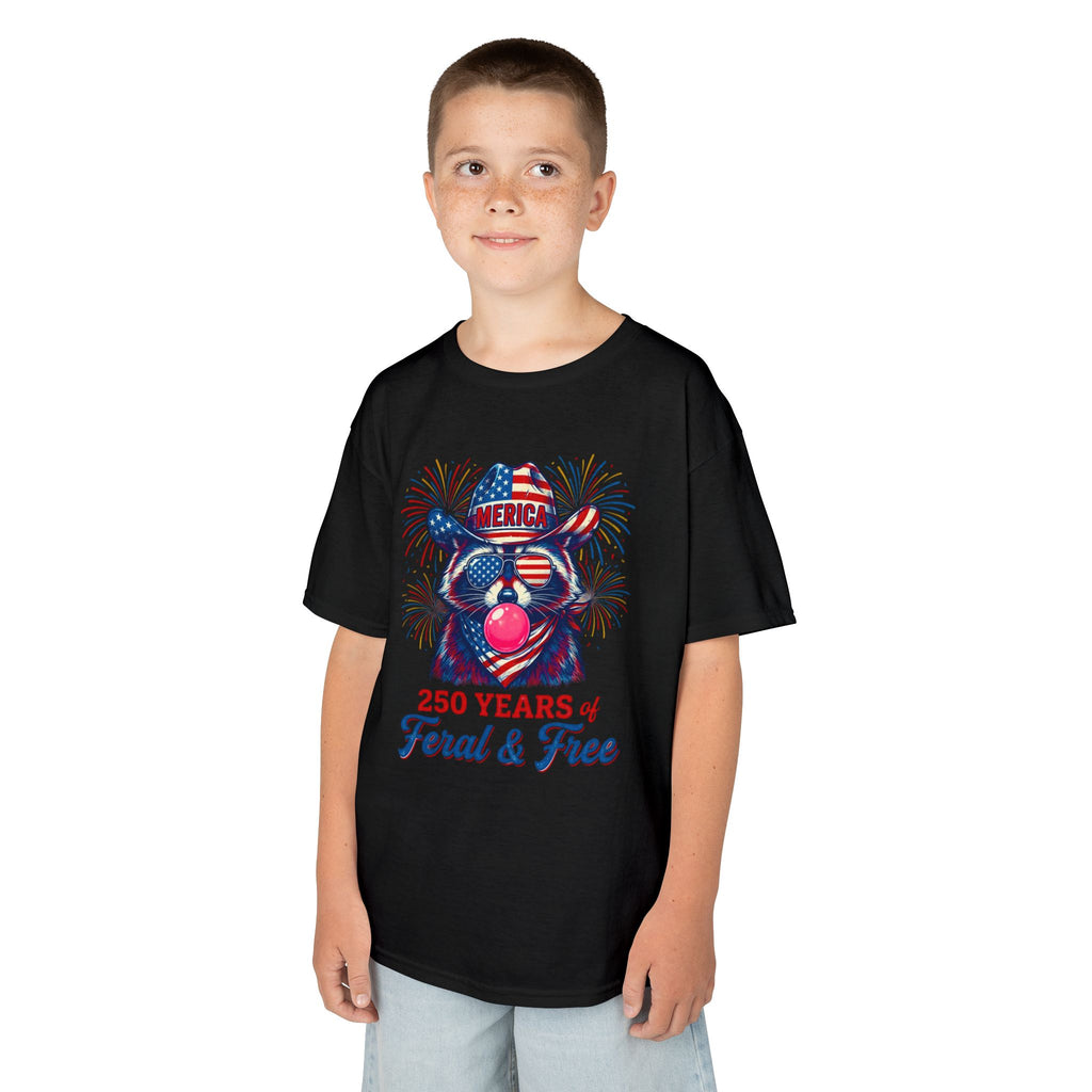 Kids '250 Years of Feral & Free' Patriotic Cow T-Shirt| Cr8tive Designs