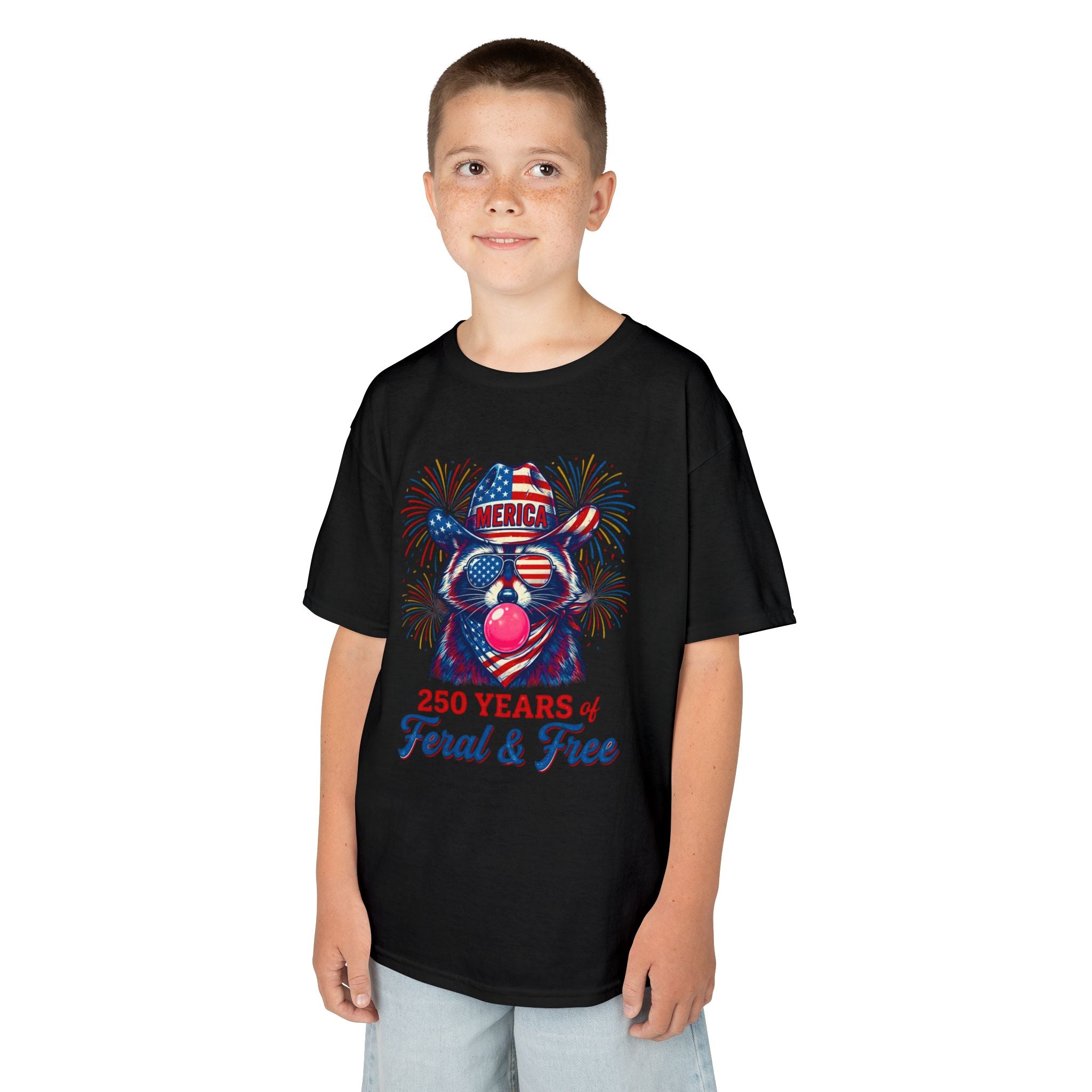 Kids '250 Years of Feral & Free' Patriotic Cow T-Shirt| Cr8tive Designs
