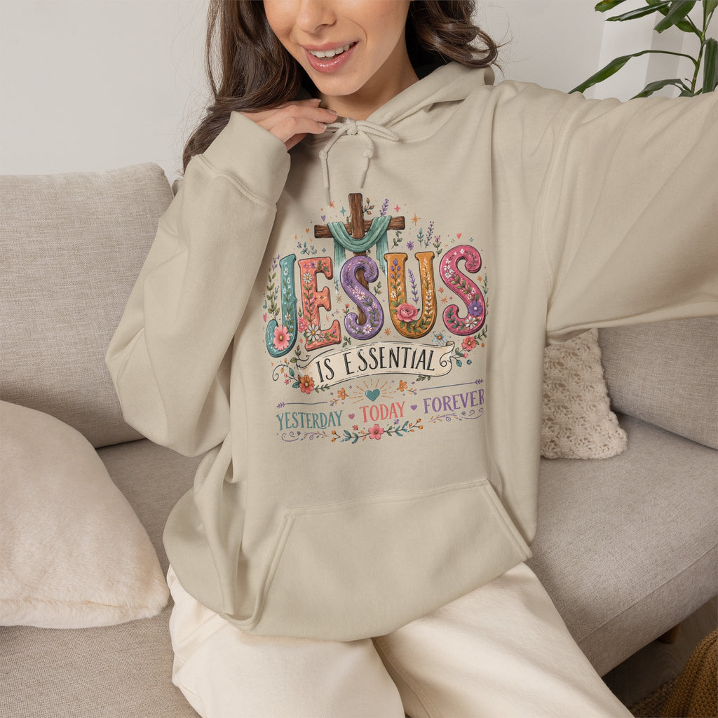 Jesus Is Essential | Floral Christian Faith Hoodie | Cr8tive Designs