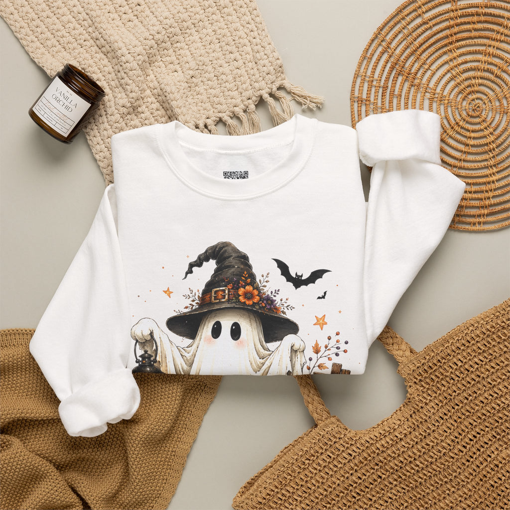 Witch Hat Ghost Sweatshirt | Vintage Halloween Spooky Season Crewneck | Cr8tive Designs