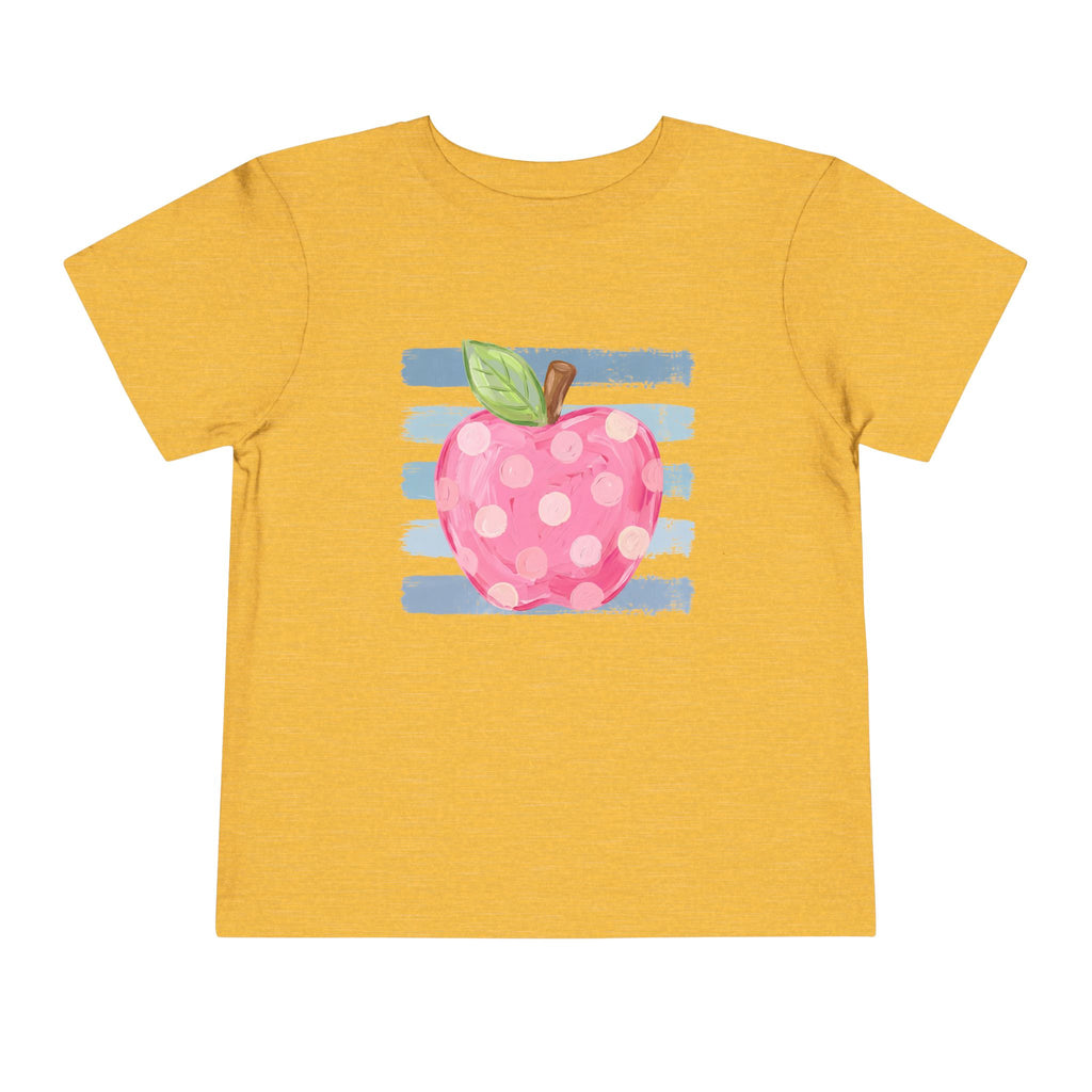 Pink Polka Dot Apple Toddler Tee | Back to School T-Shirt | Cr8tive Designs