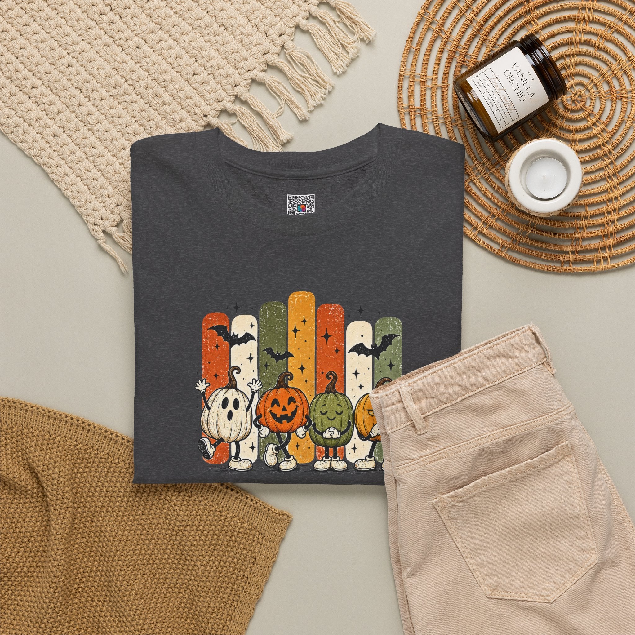 Retro Halloween Characters Tee | Cute Pumpkin Patch Graphic T-Shirt | Cr8tive Designs
