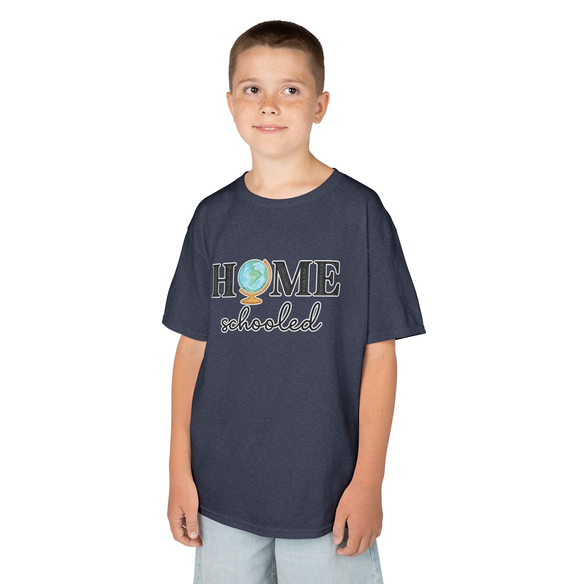 Homeschooled Kids T‑Shirt — Cute Globe 'Home Schooled' Tee for Homeschool Families