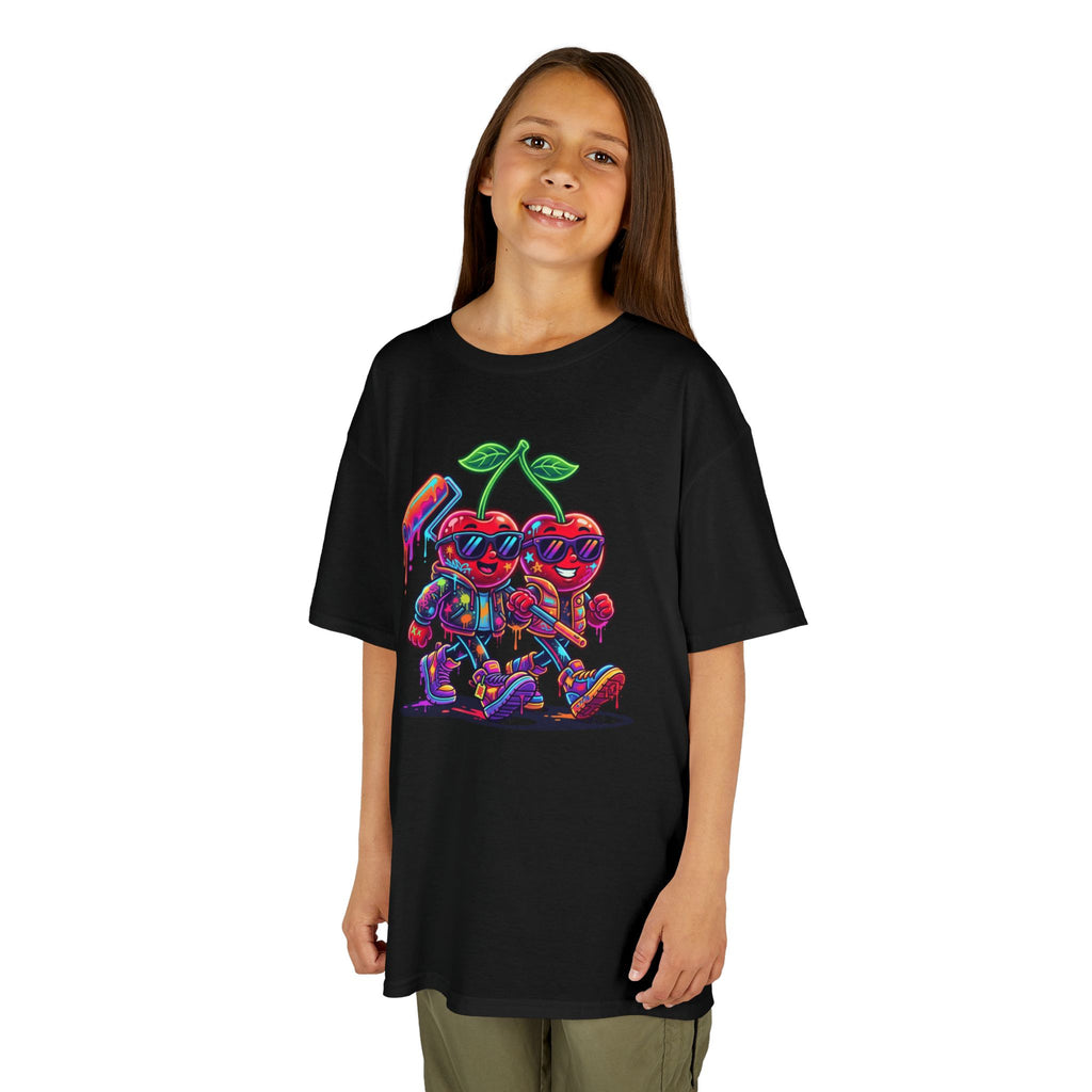 Kids Cherry Squad Graphic Tee | Colorful Retro Gamer Fruit | Cr8tive Designs