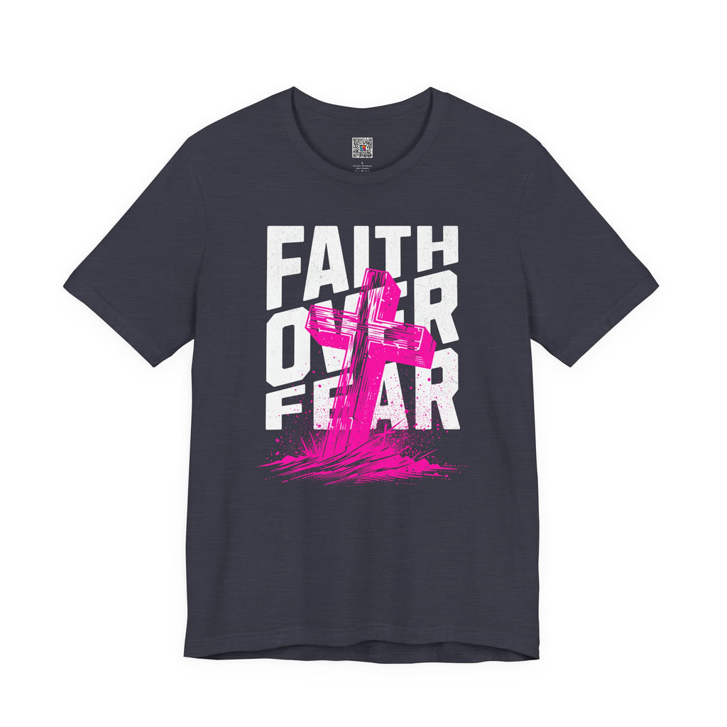 Faith Over Fear T-Shirt | Pink Cross Christian Tee | Cr8tive Designs