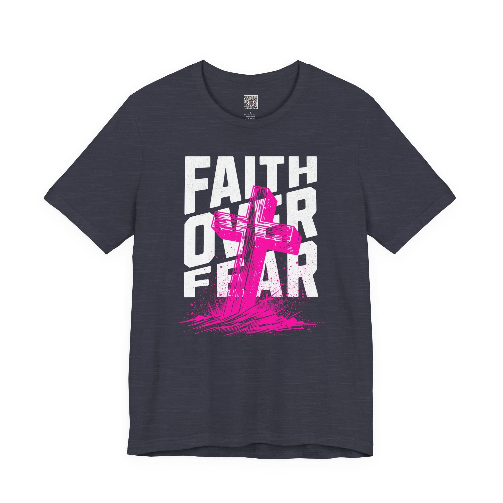 Faith Over Fear T-Shirt | Pink Cross Christian Tee | Cr8tive Designs