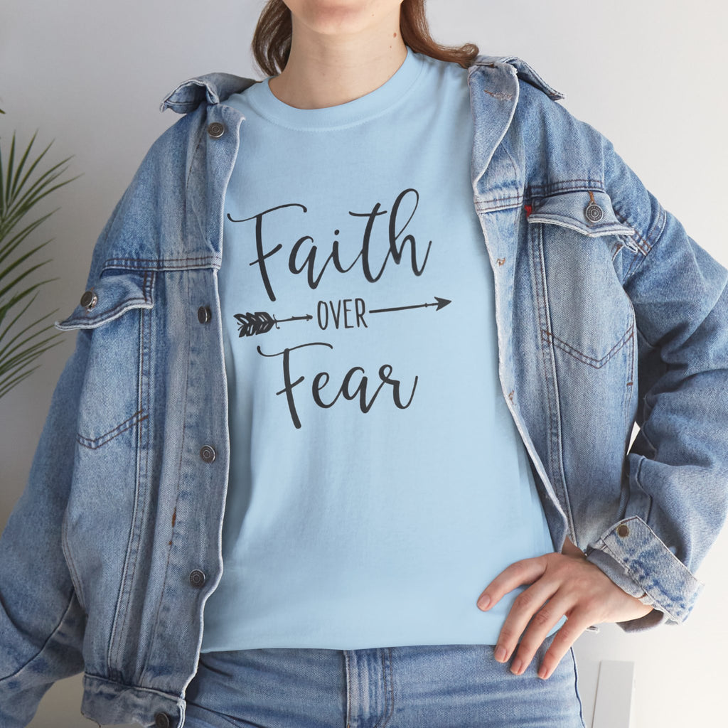Faith Over Fear T-Shirt — Inspirational Christian Tee with Arrow Design