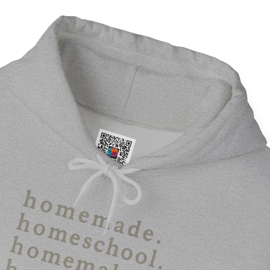 Homesteader Hoodie — "homemade. homeschool. homemaker. homegrown. homestead." Cozy Farmlife Sweatshirt