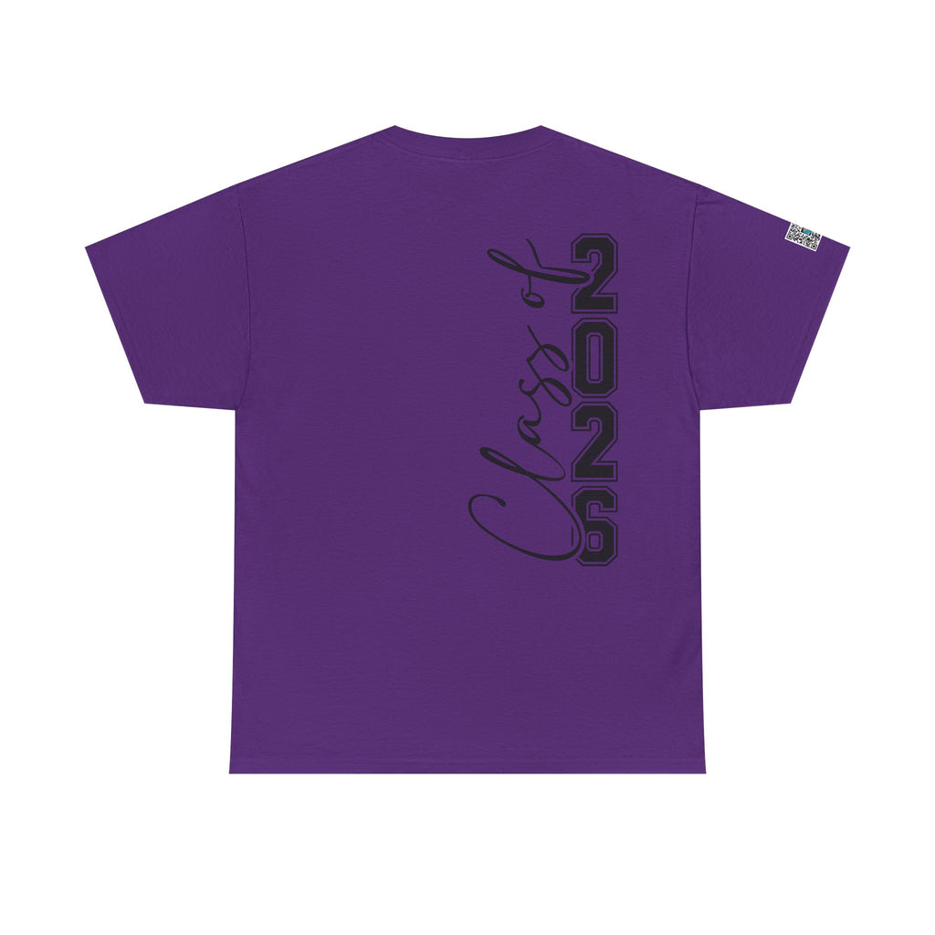 Senior 2026 Script Back T-Shirt | Vertical Graduation Tee | Trendy Senior Shirt | Unisex Fit | Cr8tive Designs