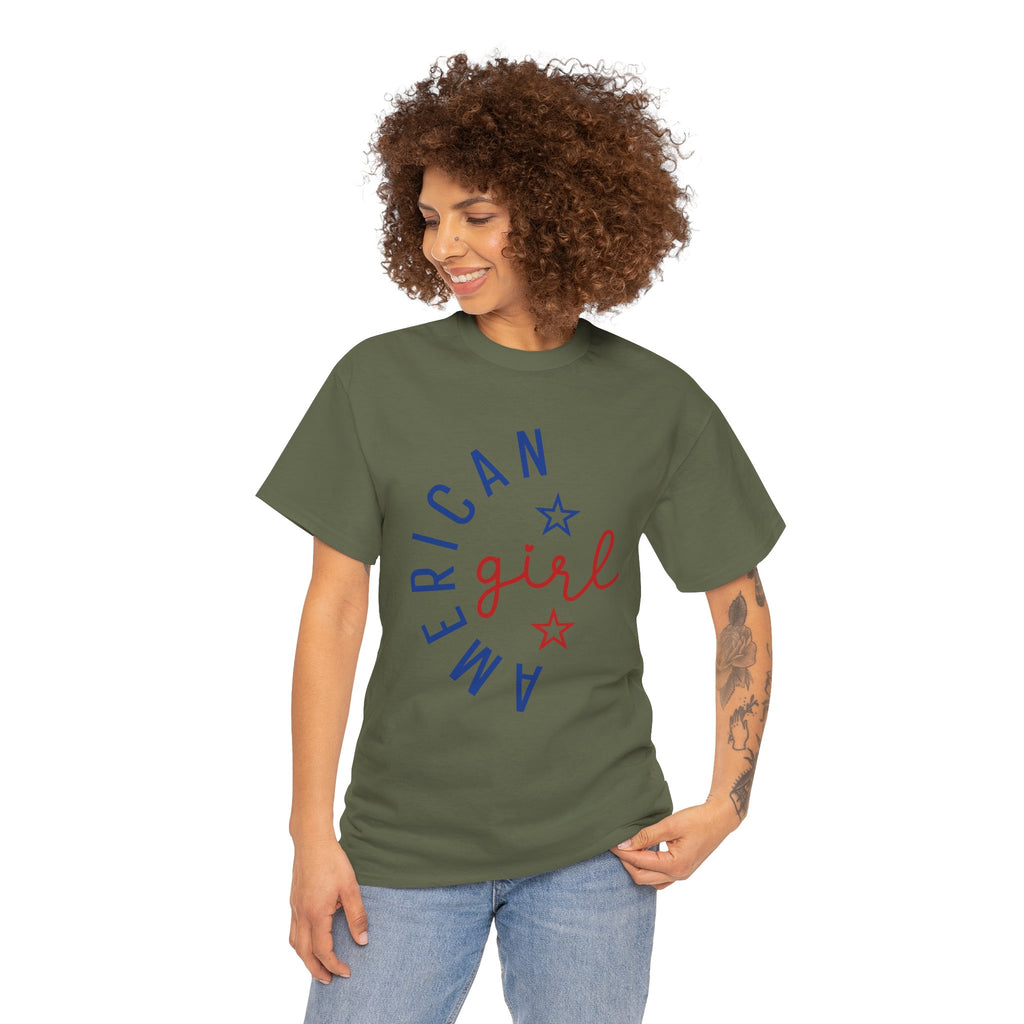 American Girl T-Shirt | Patriotic Red & Blue Star Tee| Cr8tive Designs
