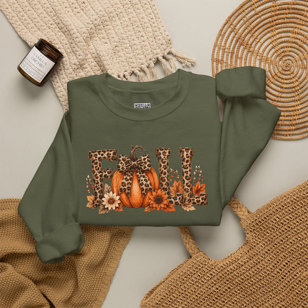 Leopard Fall Pumpkin Sweatshirt | Floral Autumn Lettering Crewneck | Cr8tive Designs
