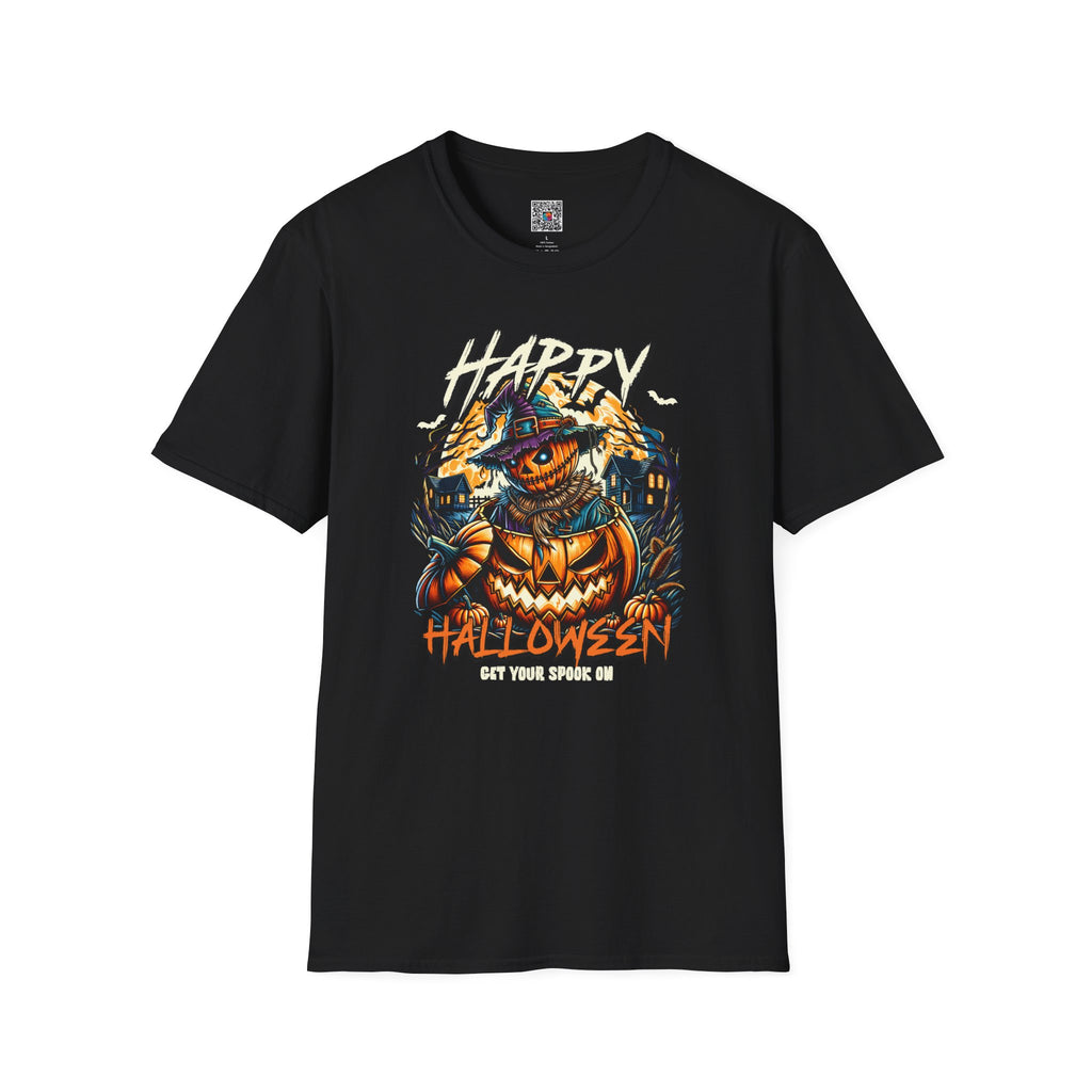 Happy Halloween Scarecrow Pumpkin Tee | Spooky Fall Graphic Shirt | Cr8tive Designs