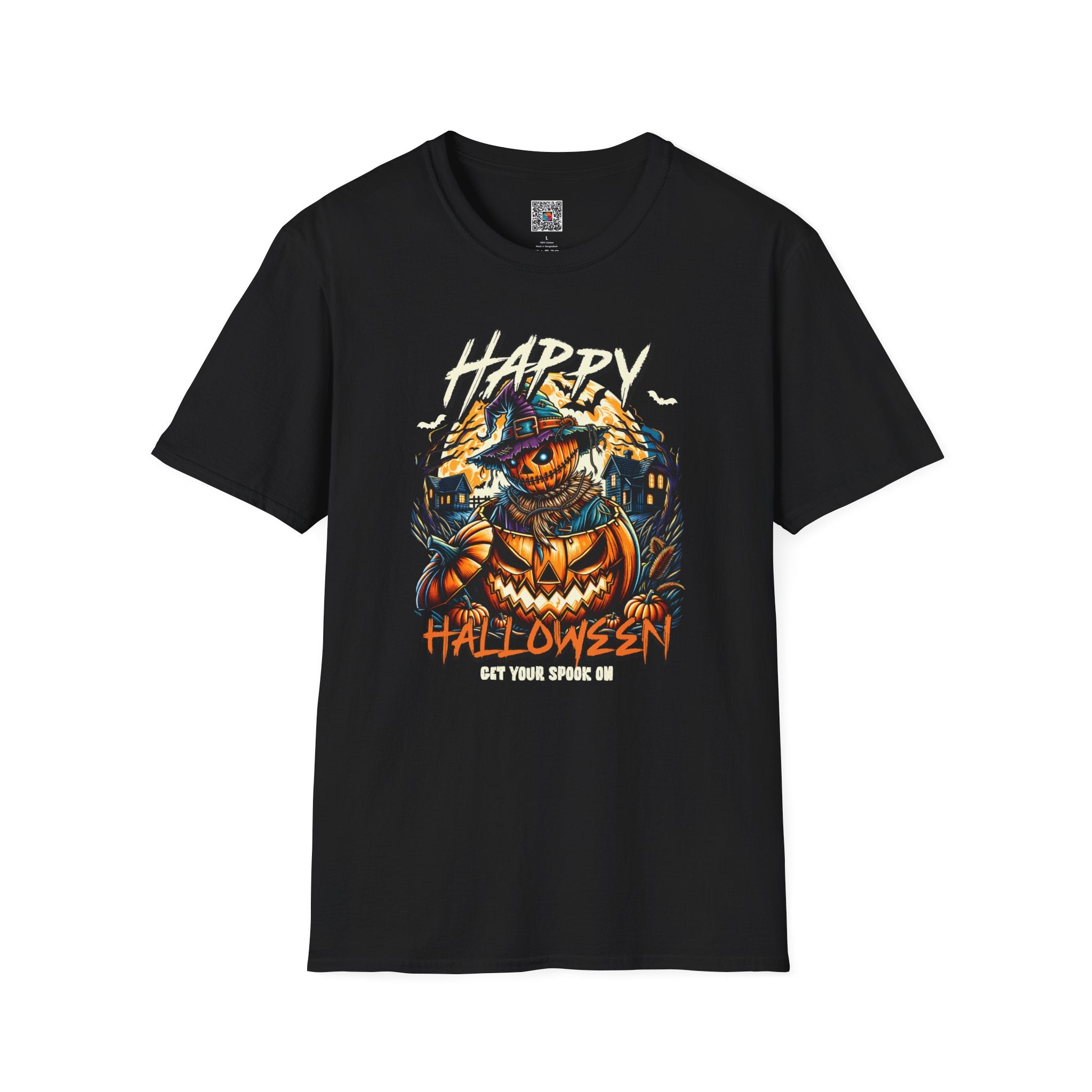 Happy Halloween Scarecrow Pumpkin Tee | Spooky Fall Graphic Shirt | Cr8tive Designs