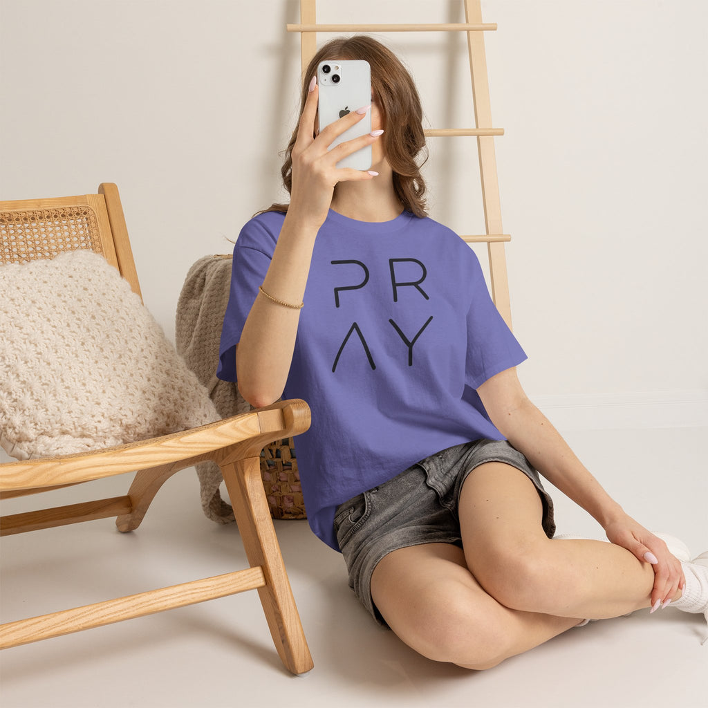 PRAY Minimalist Christian T-Shirt | Modern Faith Graphic Tee | Cr8tive Designs