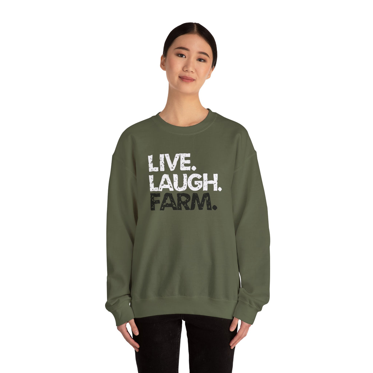 Live Laugh Farm Sweatshirt | Rustic Country Crewneck | Cr8tive Designs