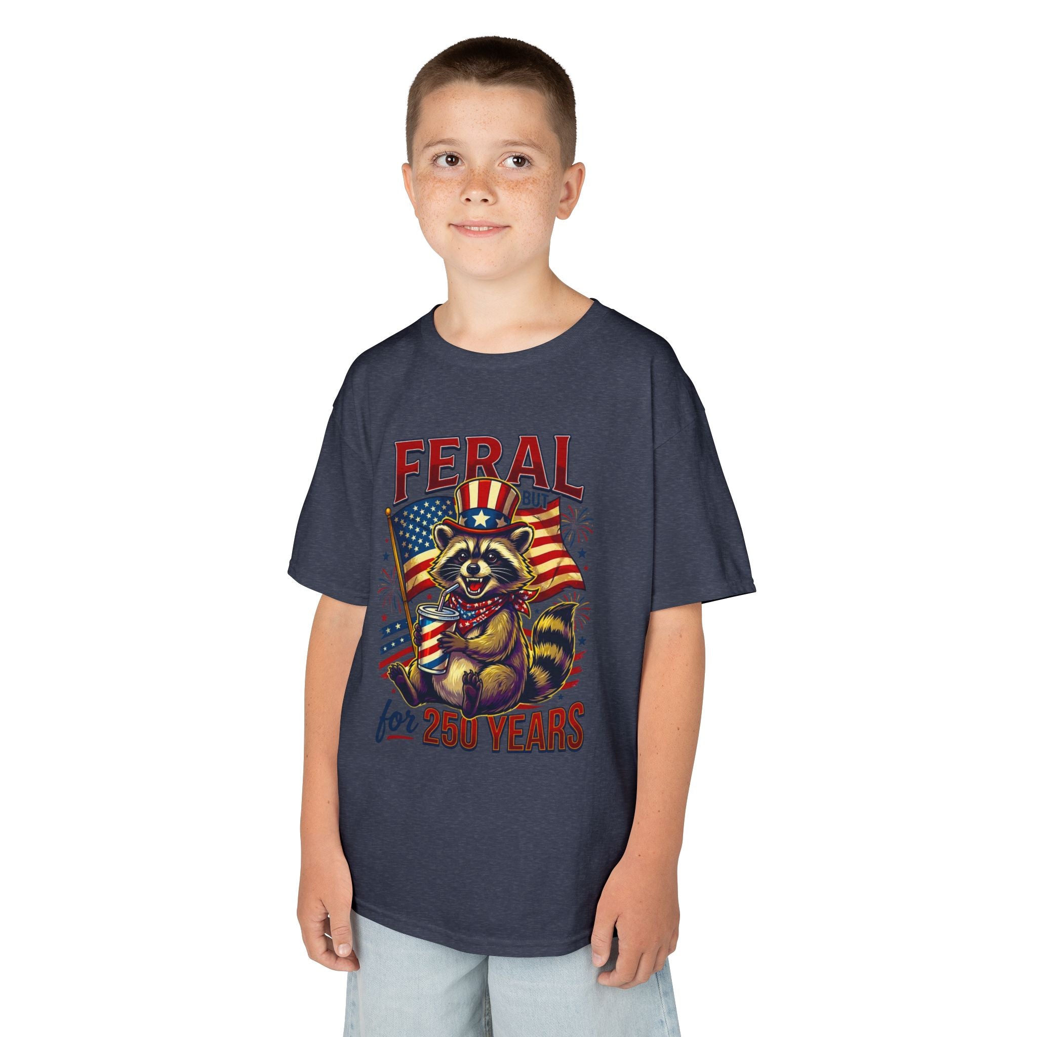 Kids Feral for 250 Years Tee | Patriotic Wildlife Graphic Design | Cr8tive Designs