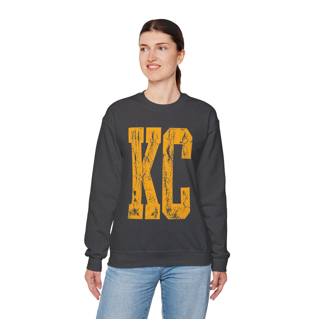 KC Distressed Varsity Sweatshirt | Retro Sunday Football Graphic Crewneck | Cr8tive Designs