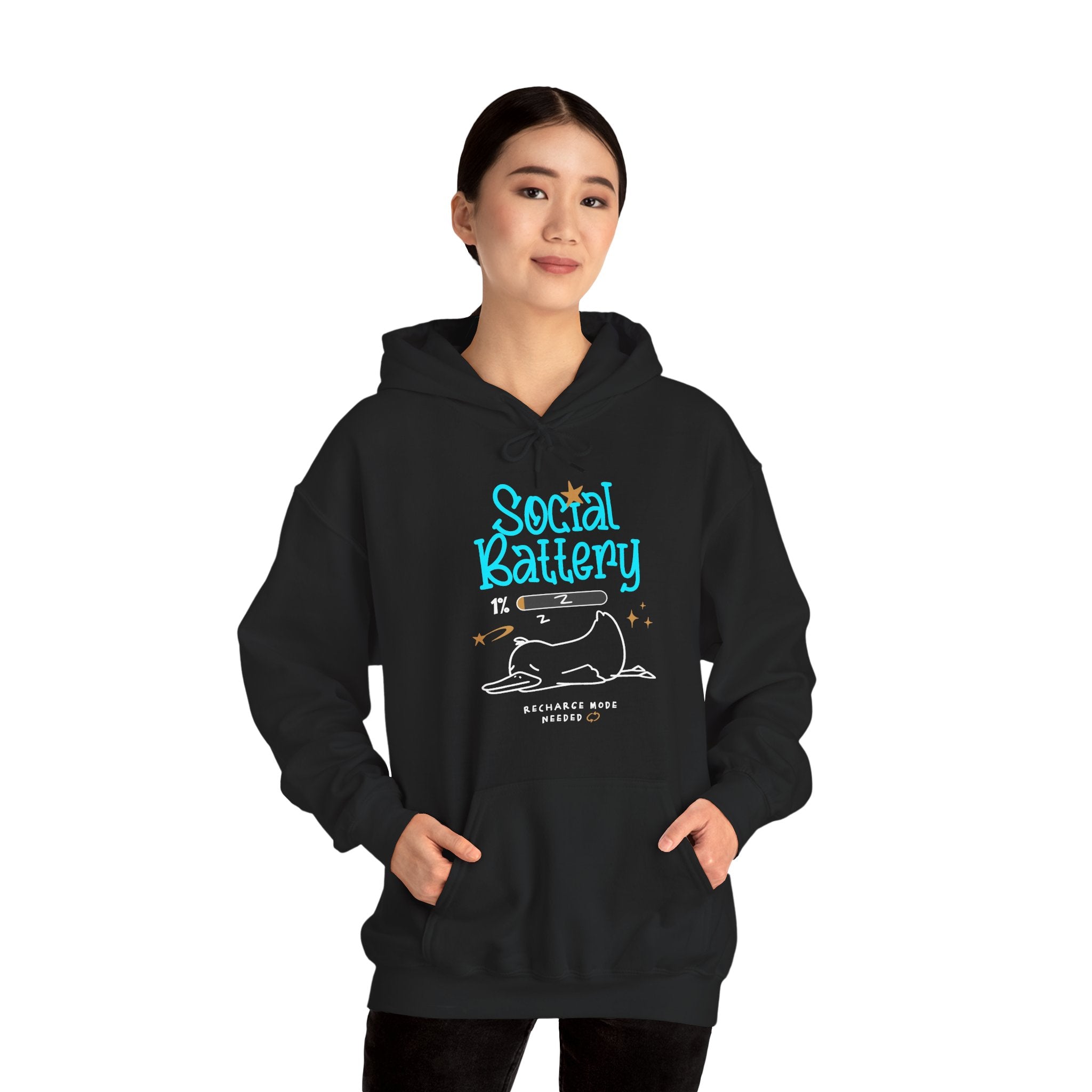 Social Battery 1% | Funny Introvert Hoodie | Cr8tive Designs