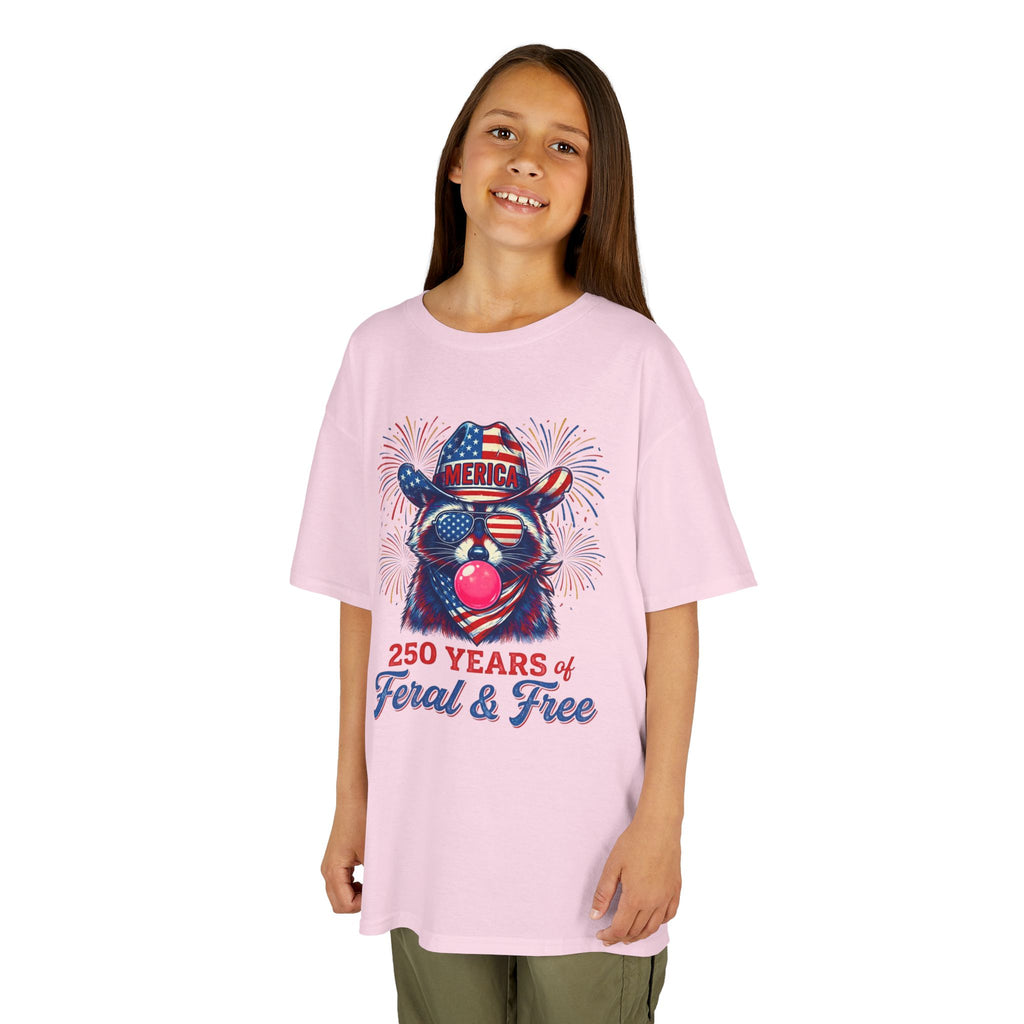 Kids '250 Years of Feral & Free' Patriotic Cow T-Shirt| Cr8tive Designs