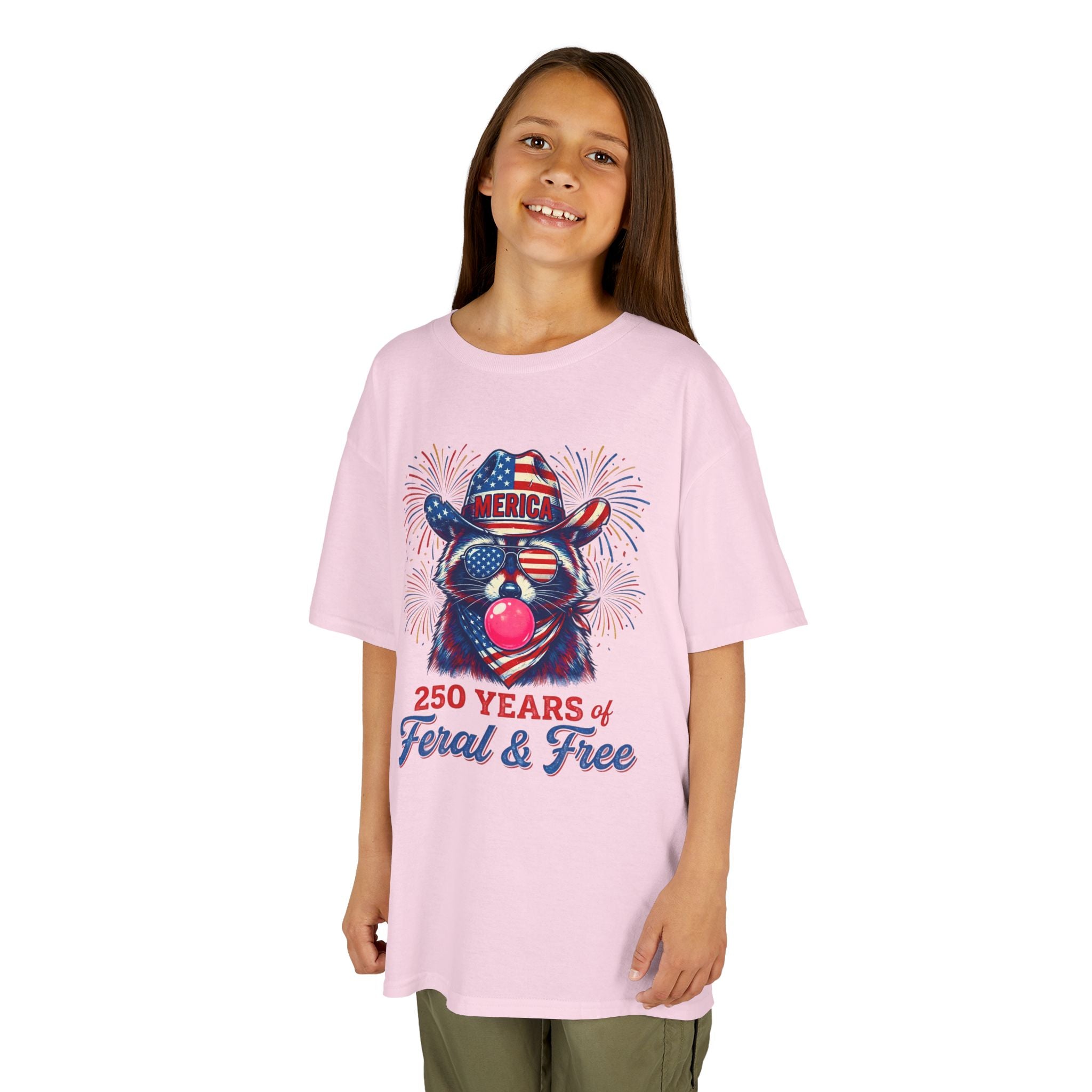 Kids '250 Years of Feral & Free' Patriotic Cow T-Shirt| Cr8tive Designs