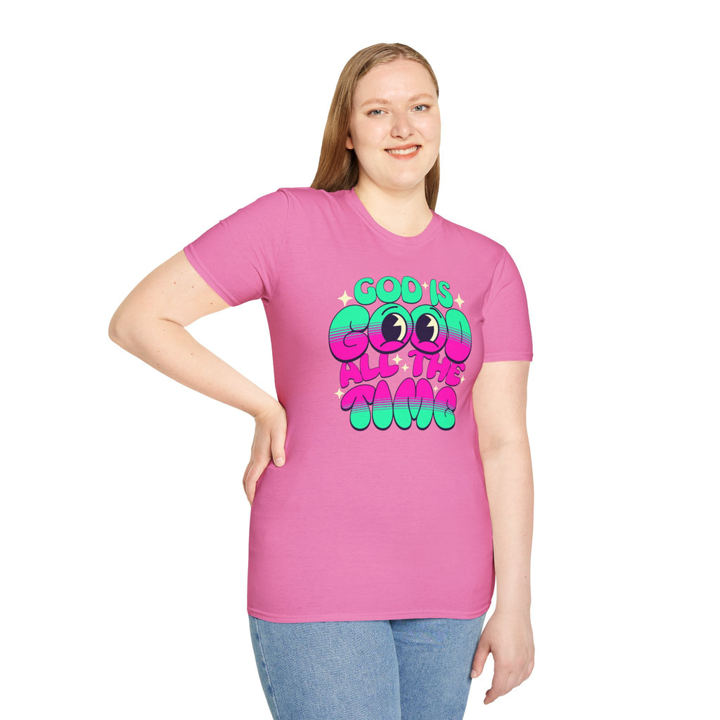God Is Good All The Time T-Shirt | Retro Neon Faith Graphic Tee | Cr8tive Designs