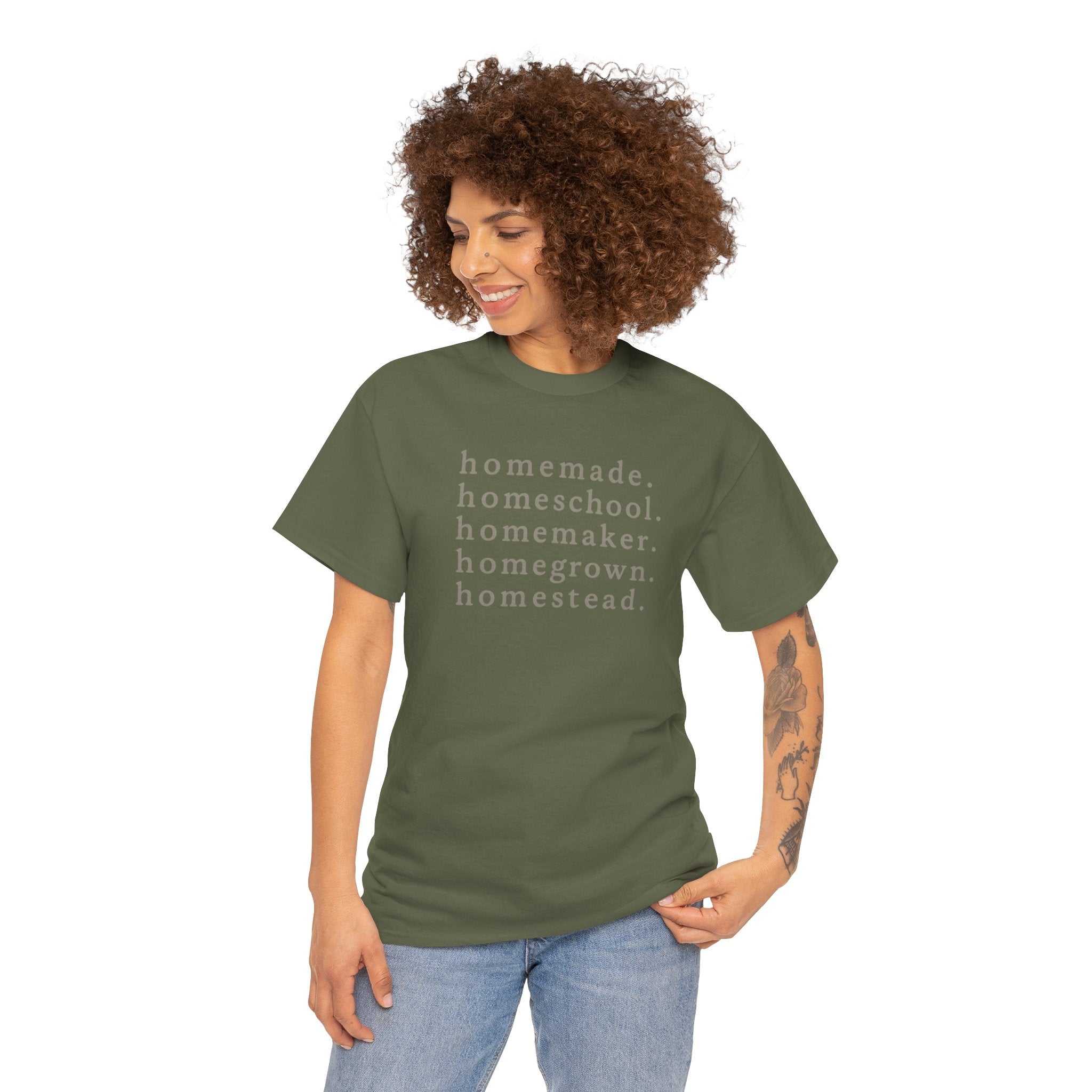 Homemade. Homeschool. Homemaker. Homegrown. Homestead. Tee
