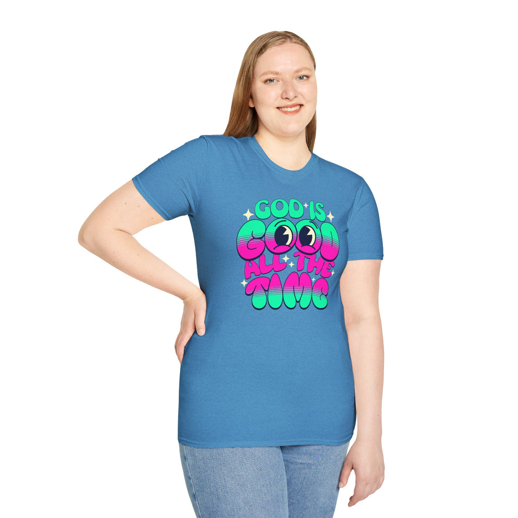 God Is Good All The Time T-Shirt | Retro Neon Faith Graphic Tee | Cr8tive Designs